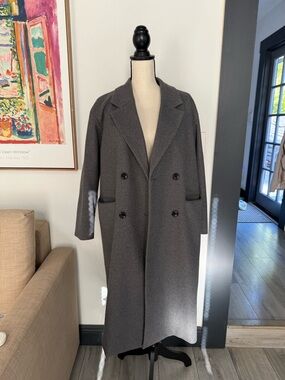 GU Japan Oversized Long Coat Gray Double Breasted Size M US S